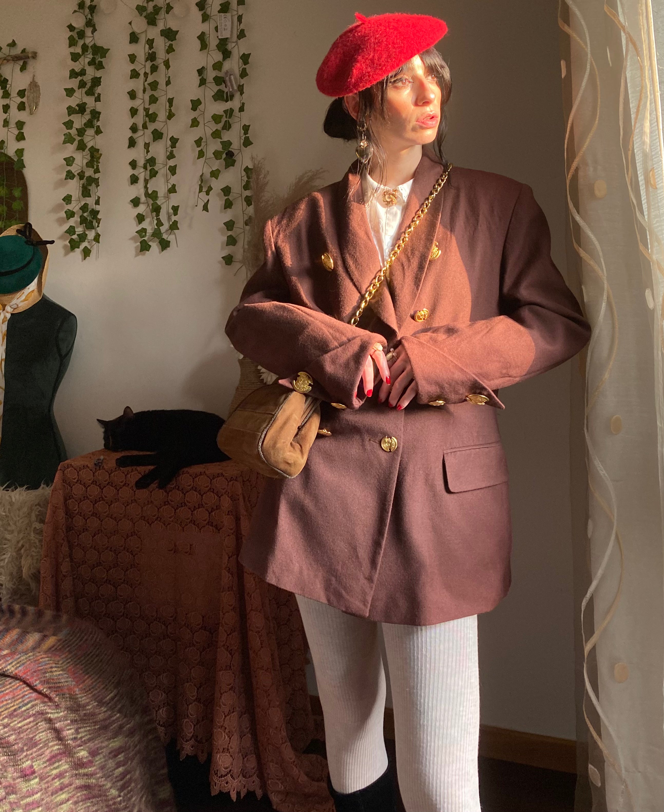 Blazer doppiopetto con bottoni dorati a vista