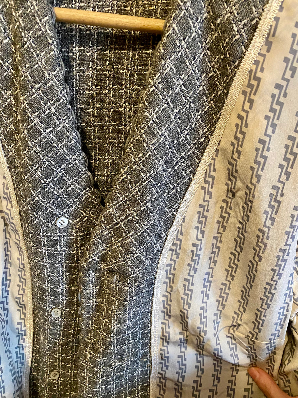 Blazer Vichy raffinato senza colletto