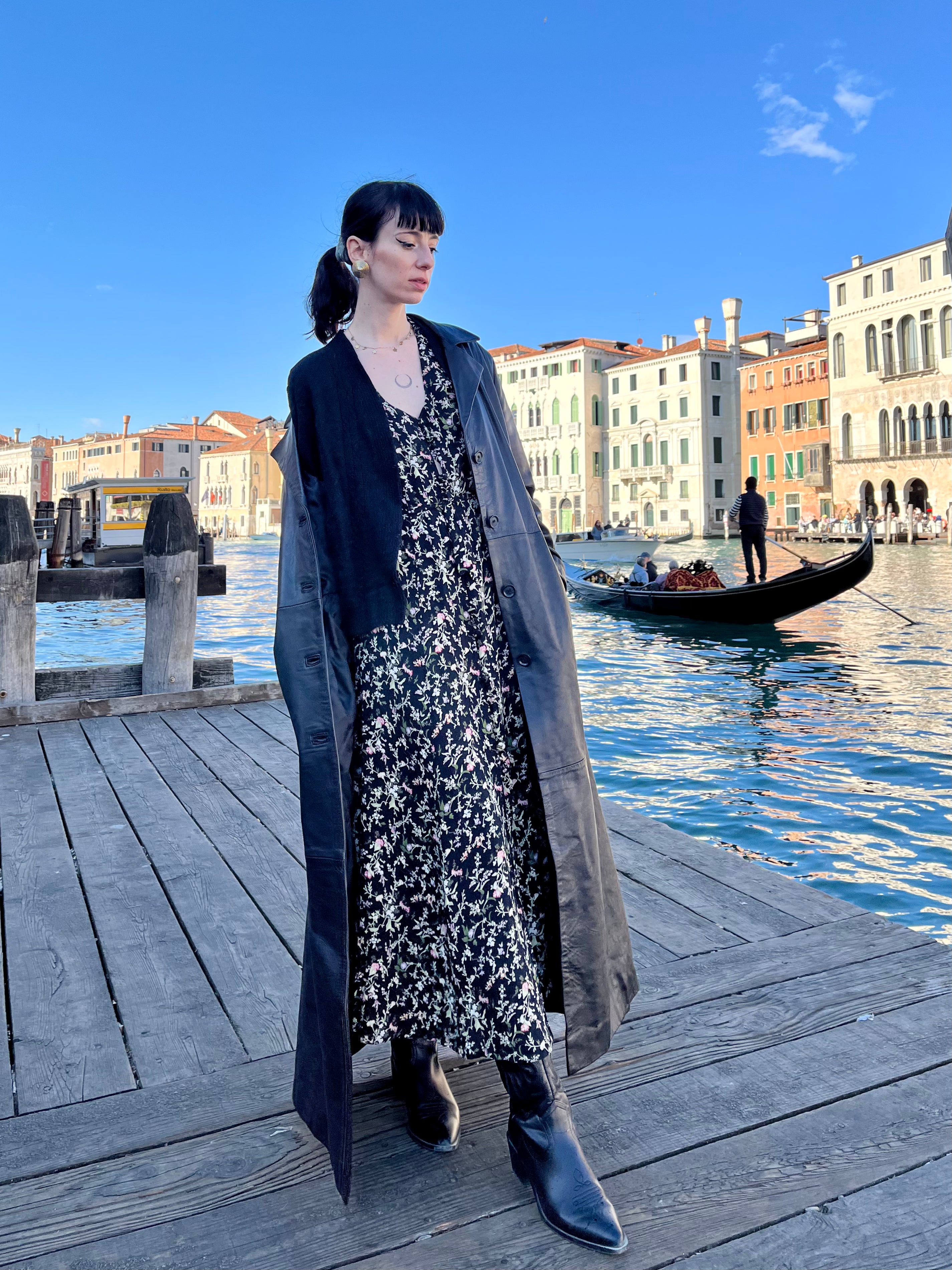 Trench-coat en cuir à simple boutonnage