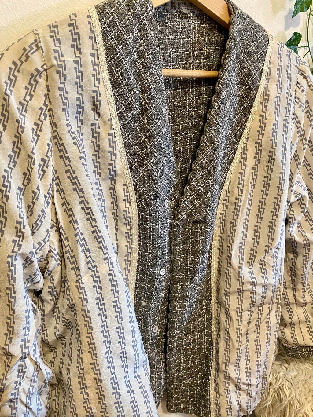 Blazer Vichy raffinato senza colletto