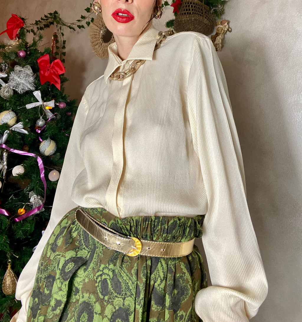 Camicia Lorenzini gessata crema
