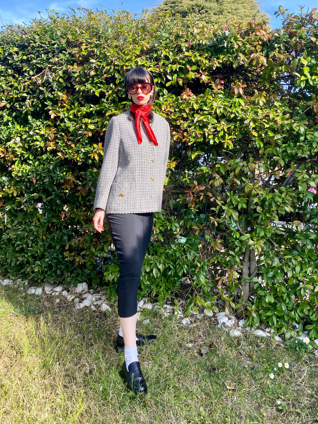 Blazer Vichy raffinato senza colletto