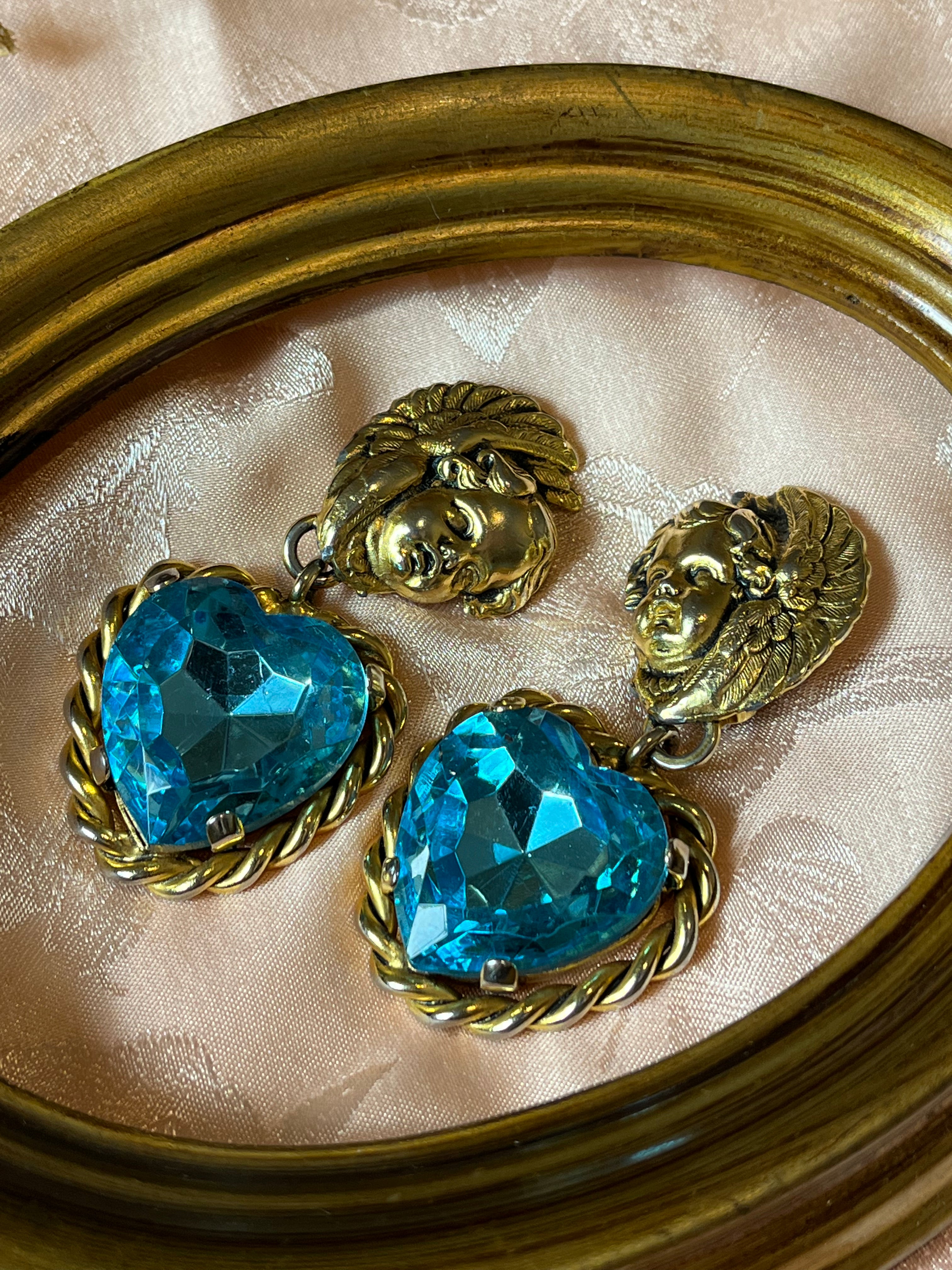 Moschino Angel orecchini a clip con diamante a forma di cuore