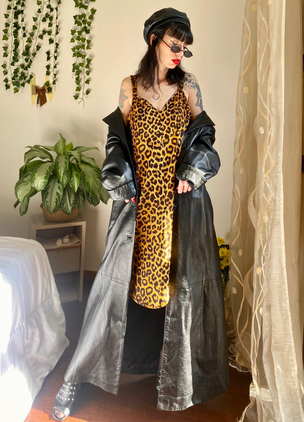 Trench in pelle monopetto