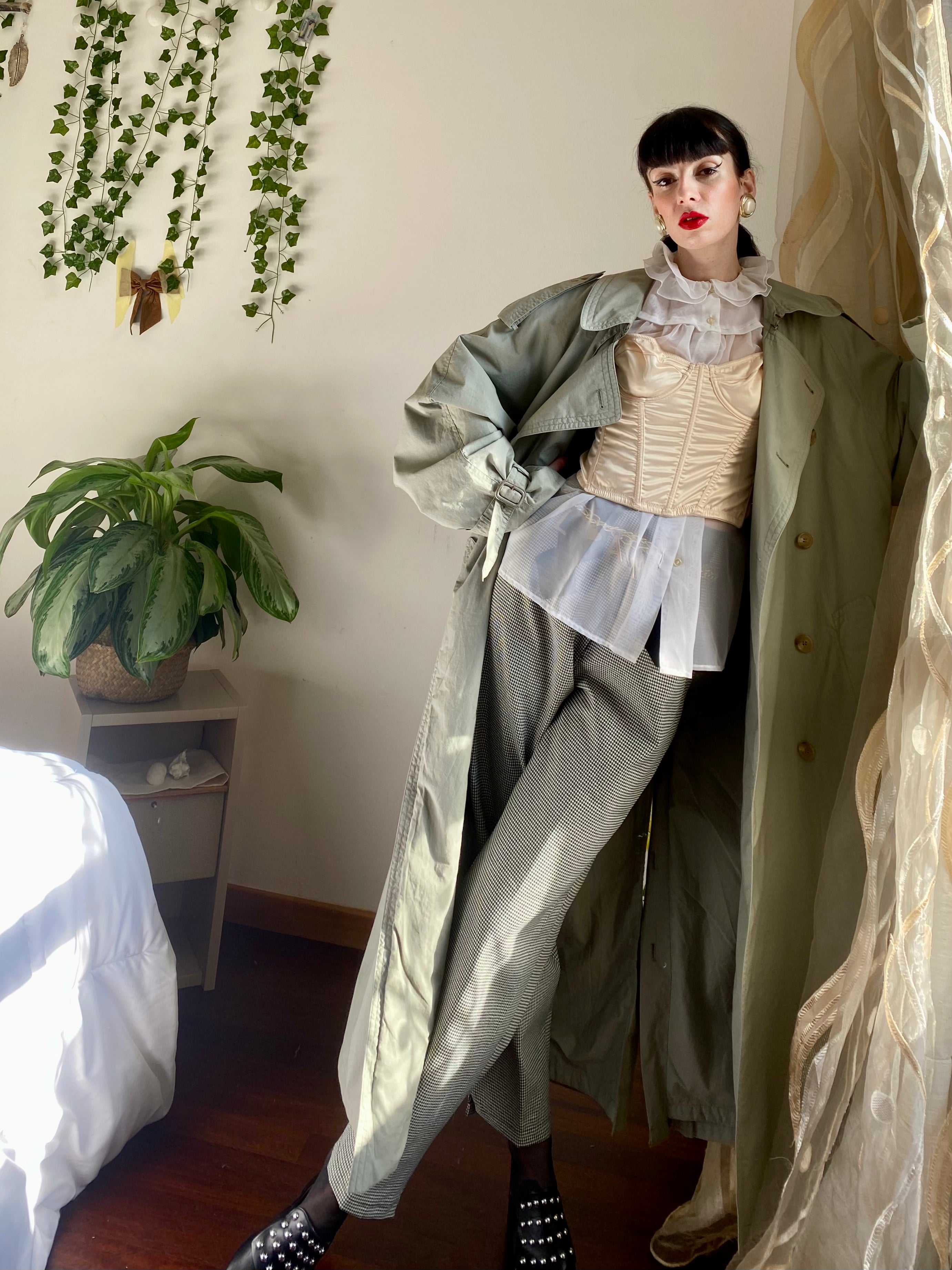 Trench-coat olive à double boutonnage