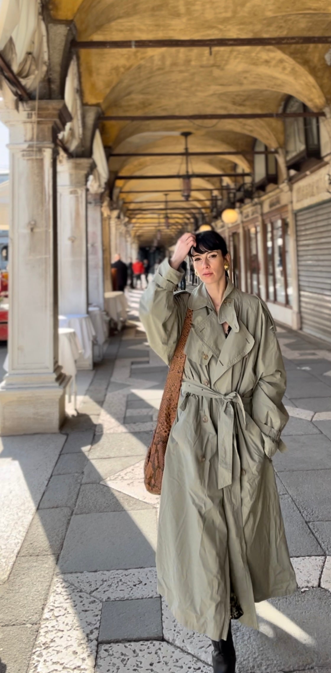 Trench-coat olive à double boutonnage