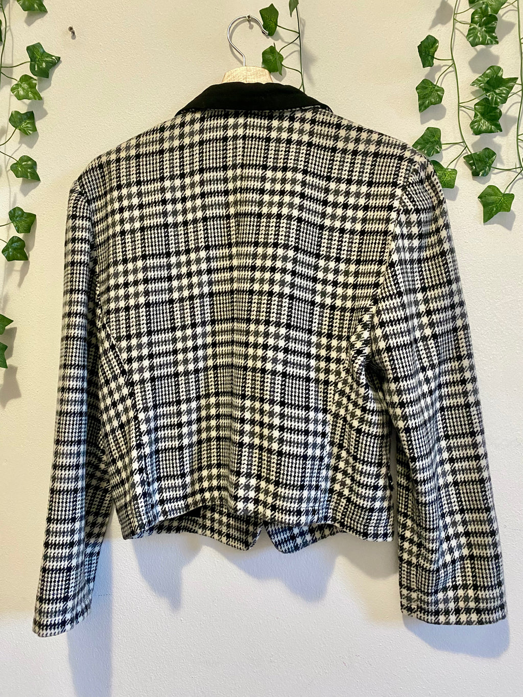 Blazer tartan stile cavallerizza con colletto in velluto