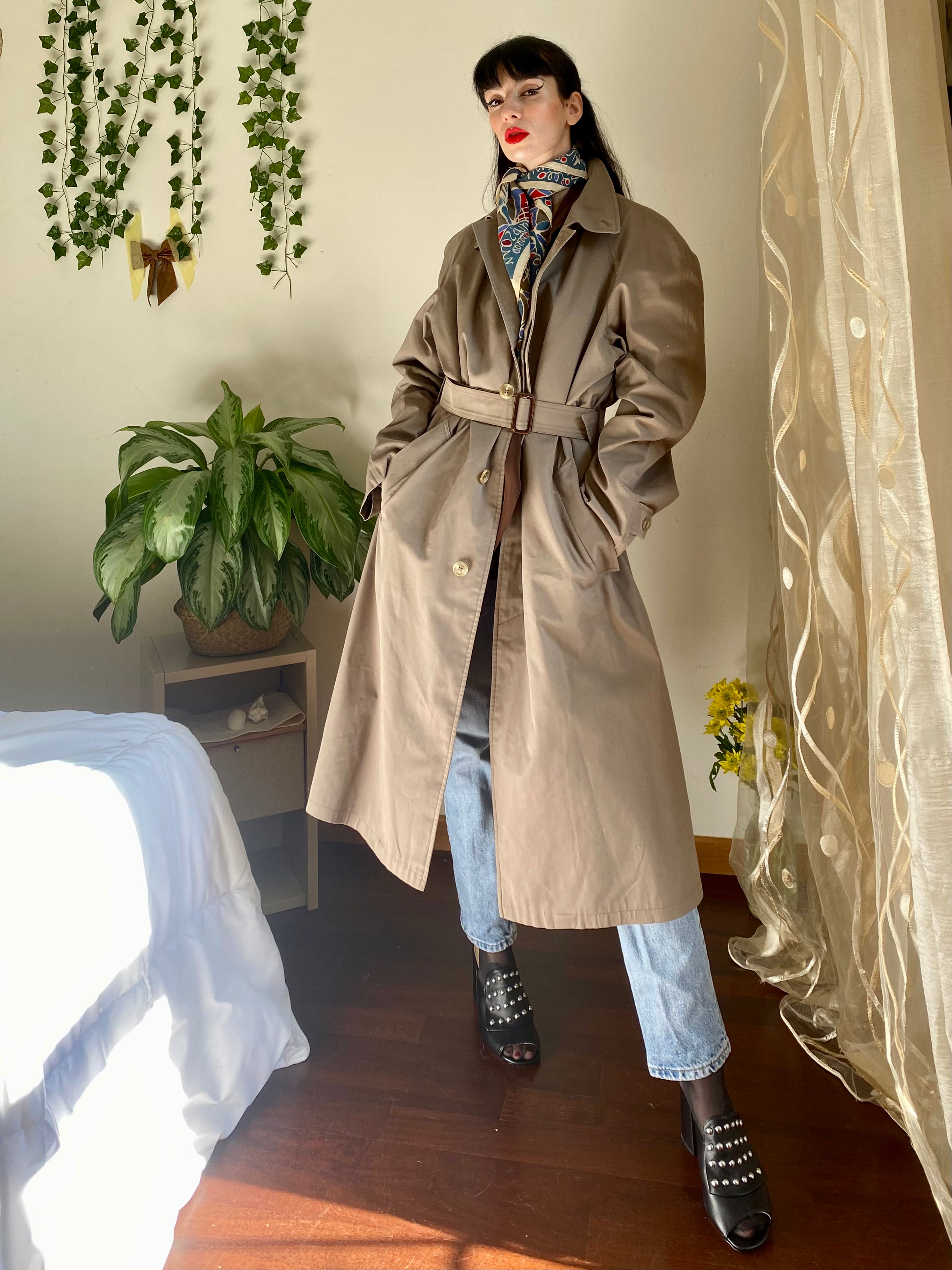 Trench gris tourterelle à simple boutonnage