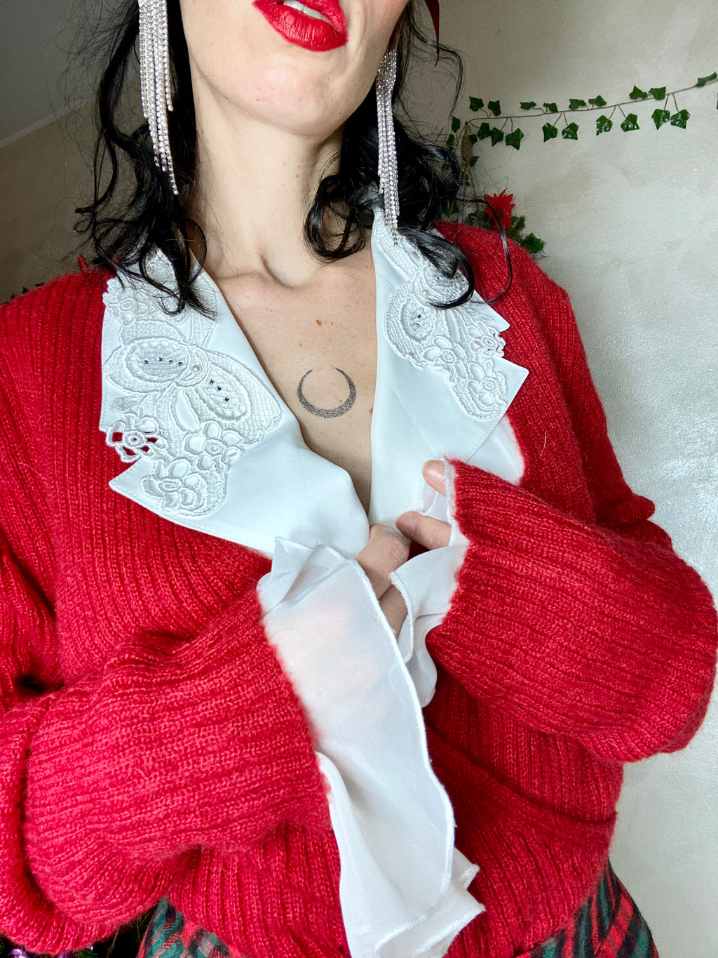 Pullover intrecciato con scollo a V