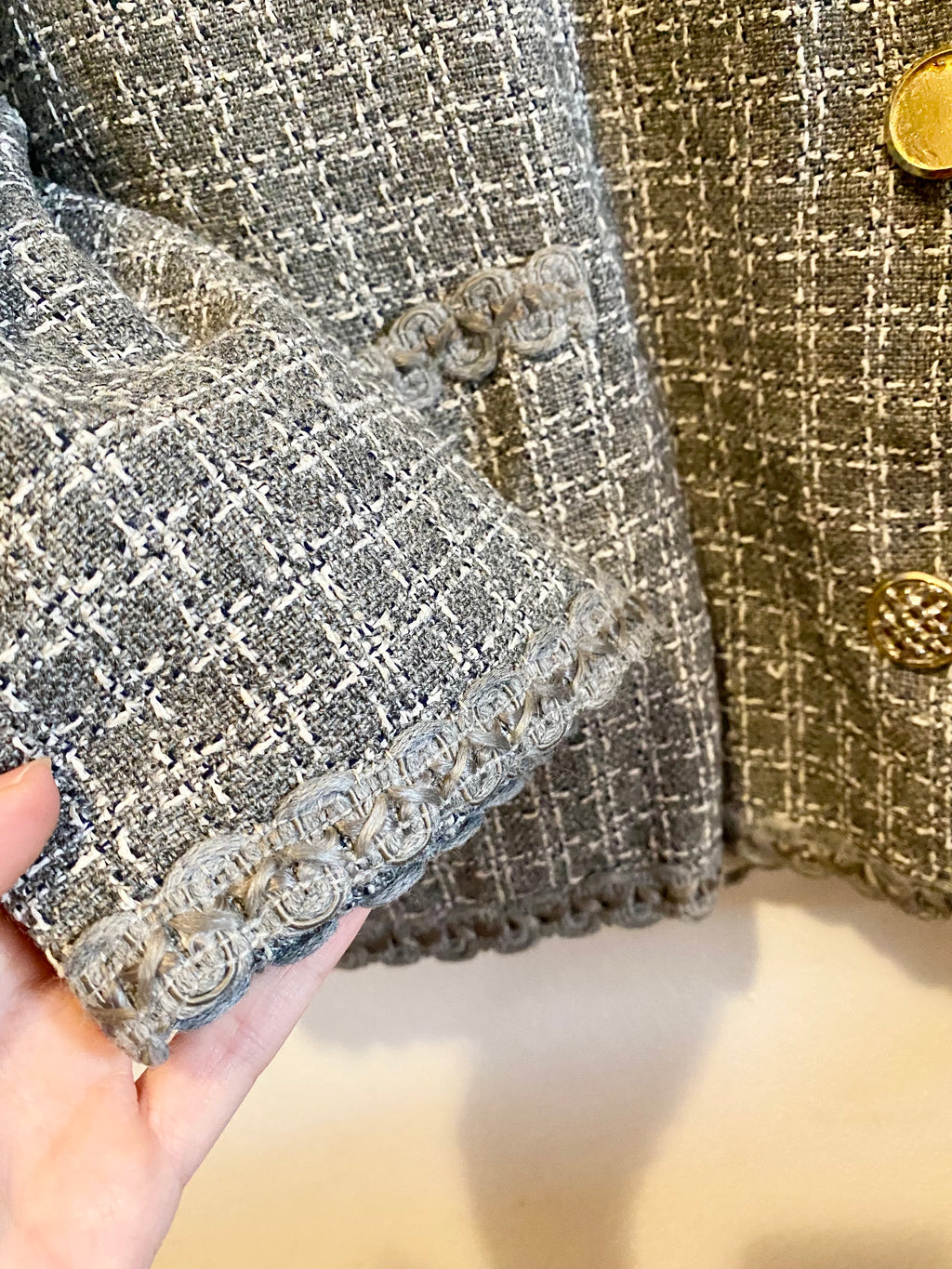 Blazer Vichy raffinato senza colletto