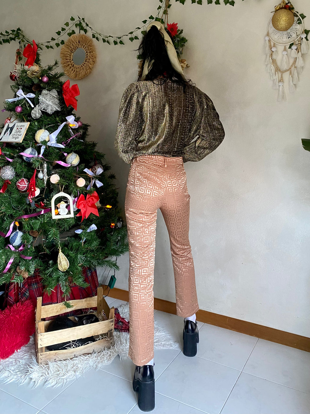 Rocco Barocco pantalone monogram satinato straight