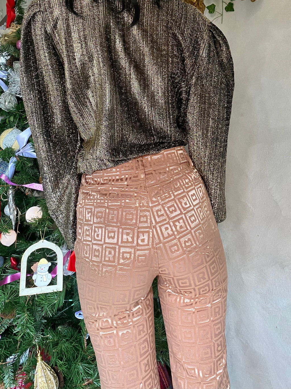 Rocco Barocco pantalone monogram satinato straight