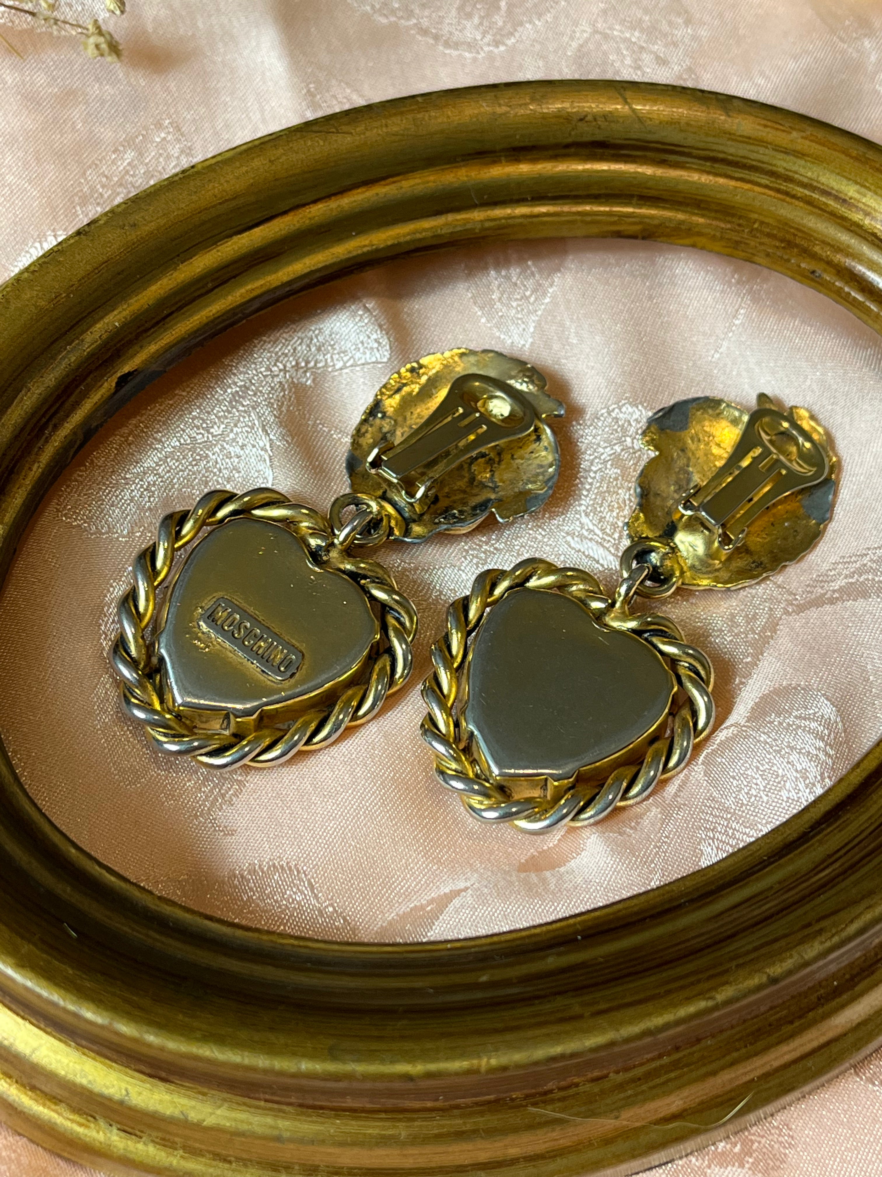 Moschino Angel orecchini a clip con diamante a forma di cuore