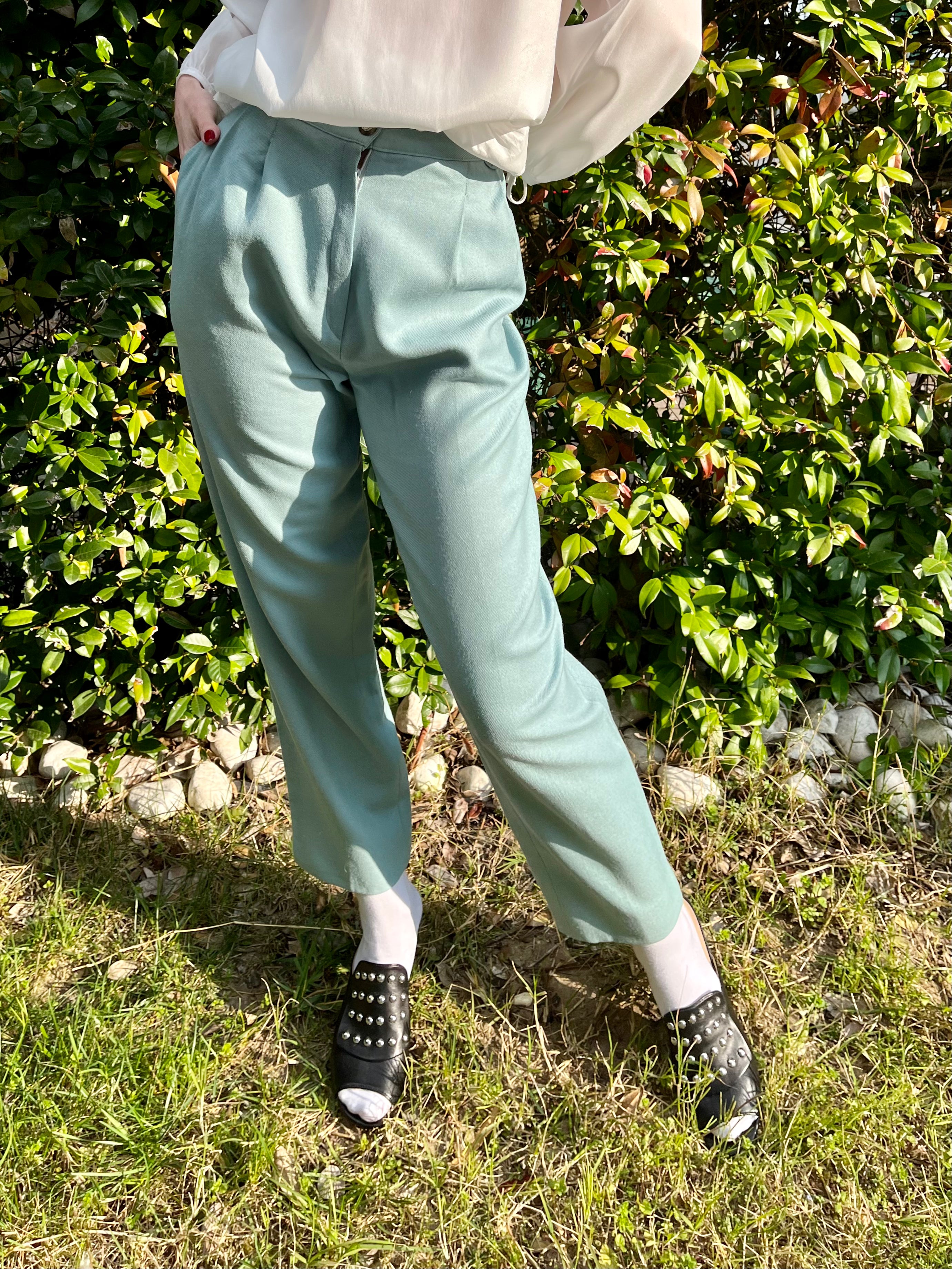 Pantalon carotte turquoise