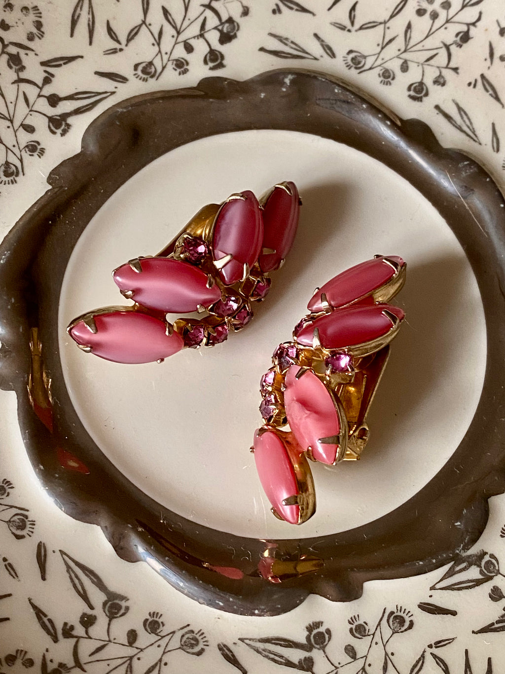 Orecchini rosa anni ‘80 con strass