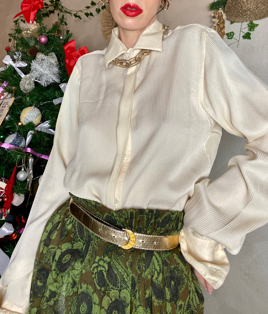 Camicia Lorenzini gessata crema