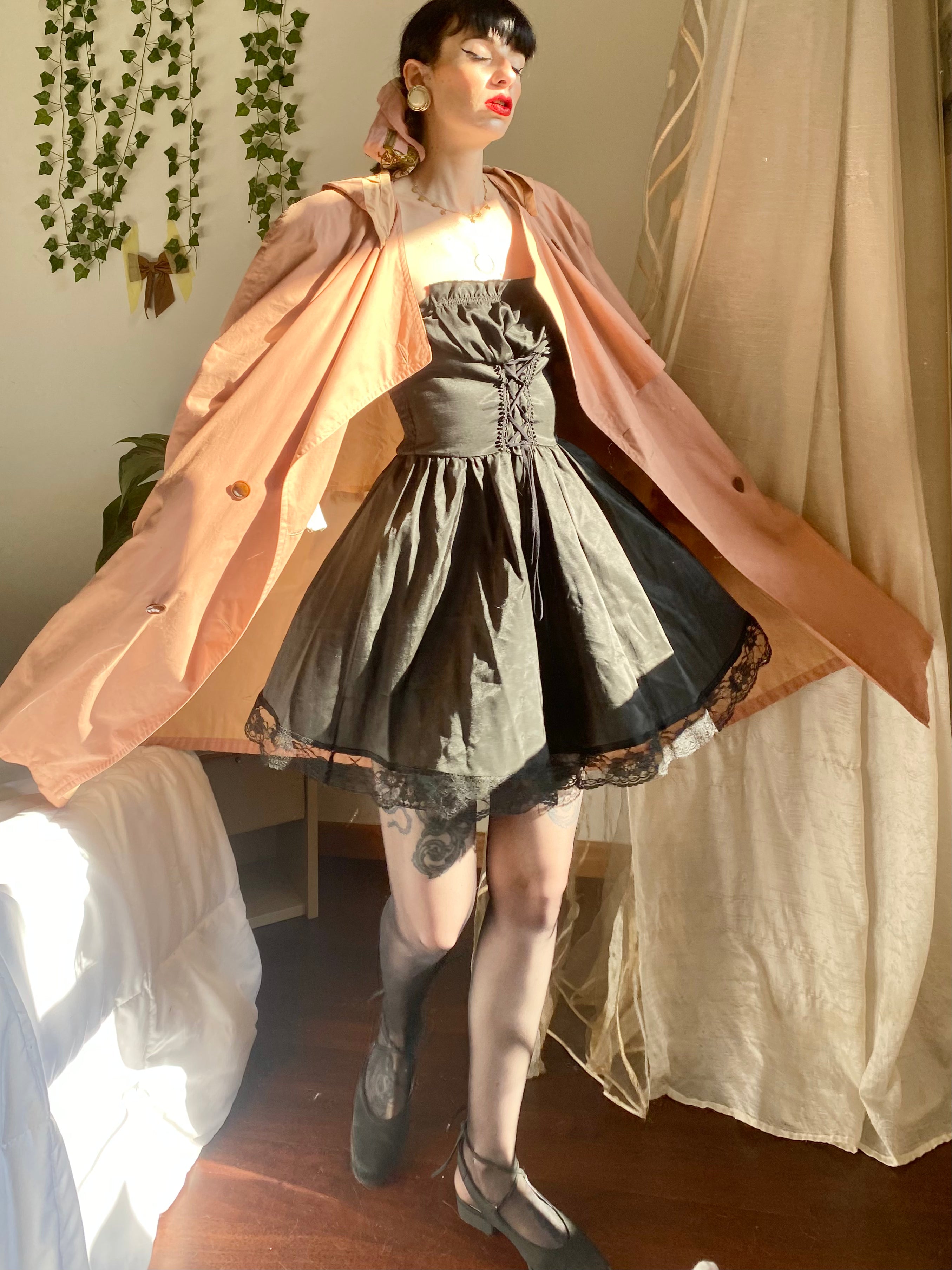 Trench-coat saumon croisé à capuche de Bertol