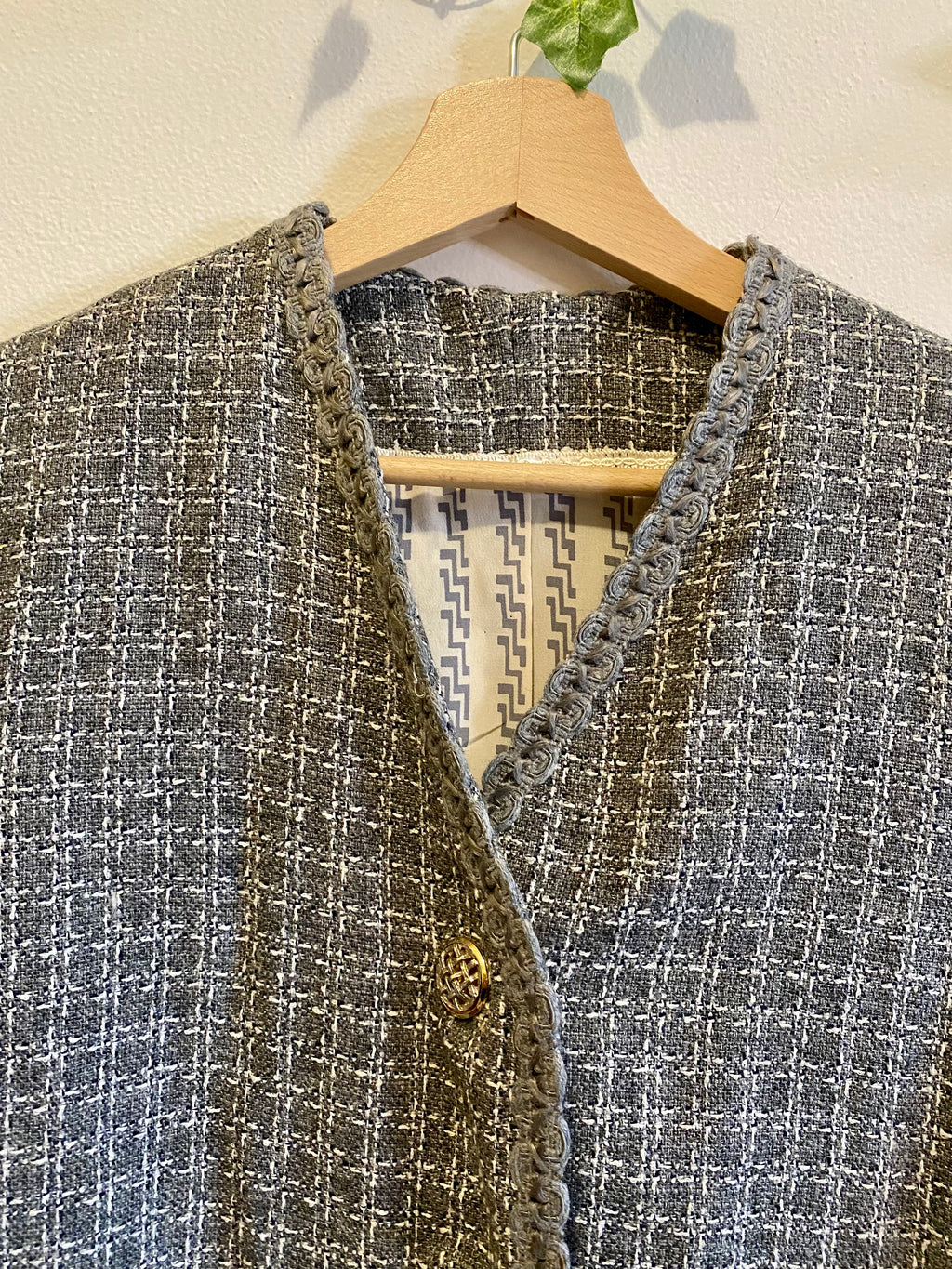 Blazer Vichy raffinato senza colletto