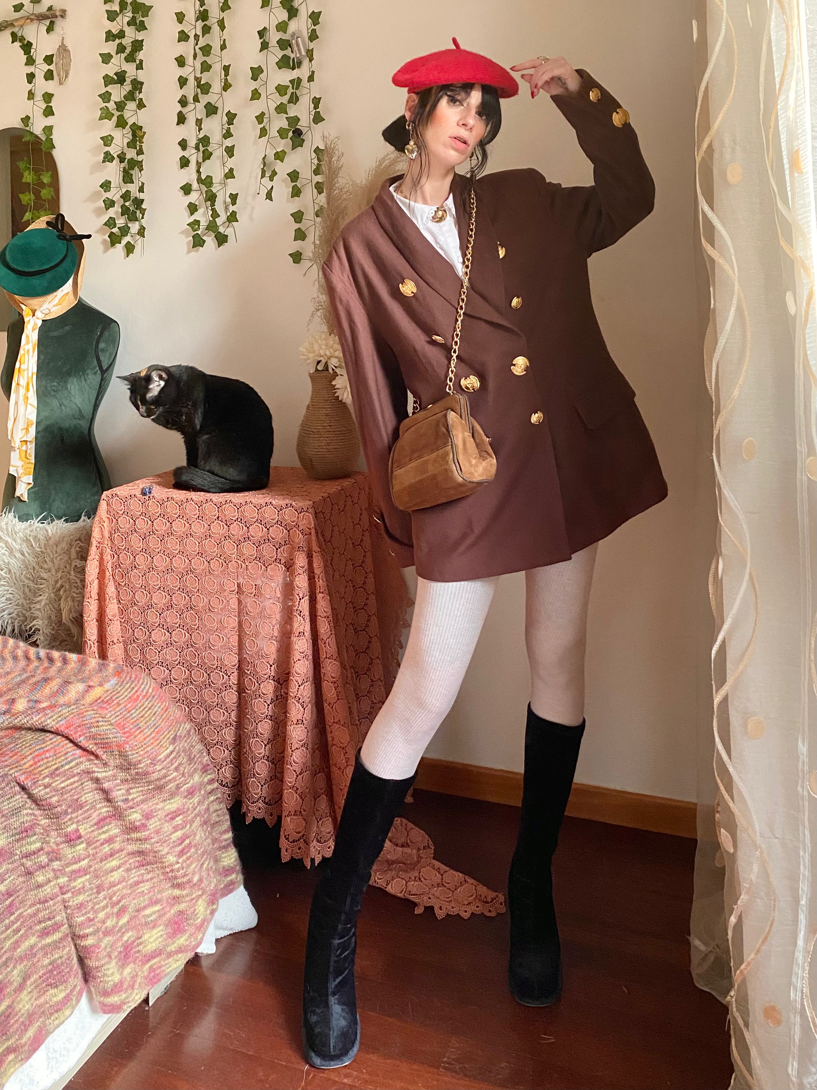 Blazer doppiopetto con bottoni dorati a vista