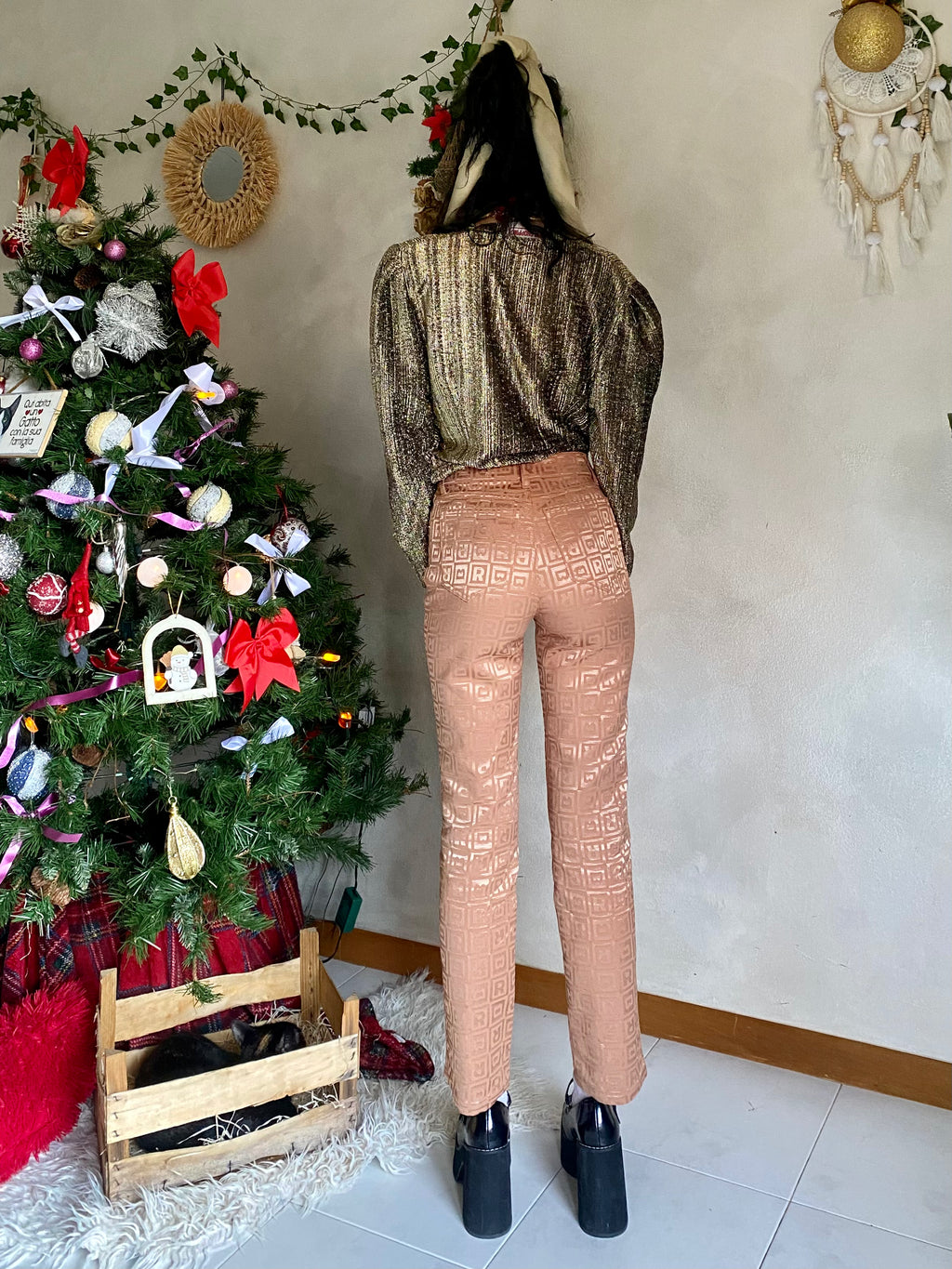 Rocco Barocco pantalone monogram satinato straight