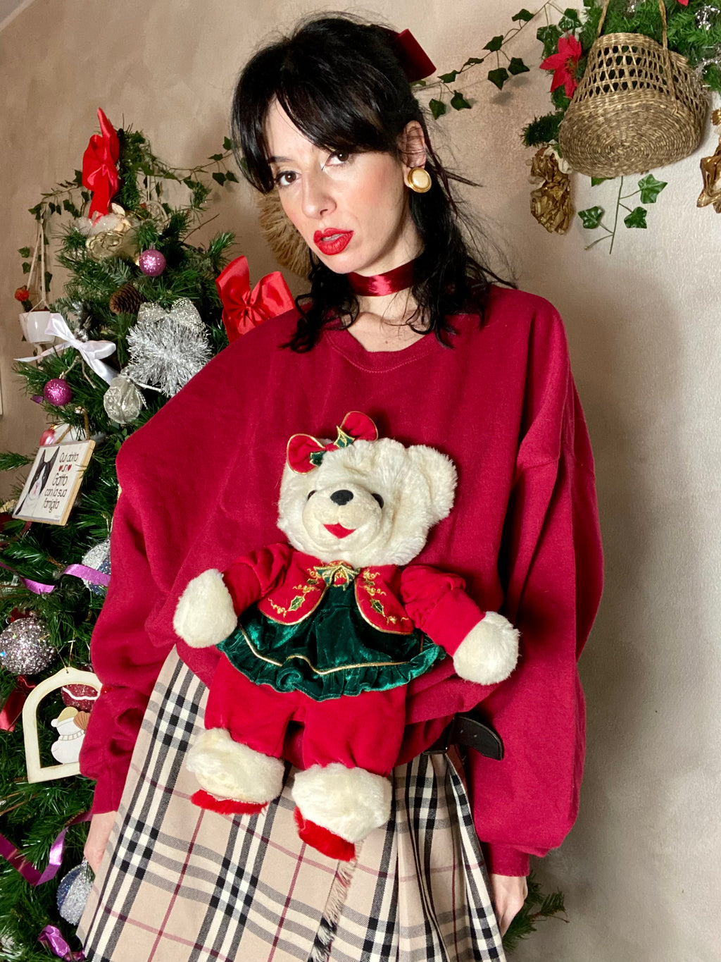 Felpa Teddy peluche natalizio
