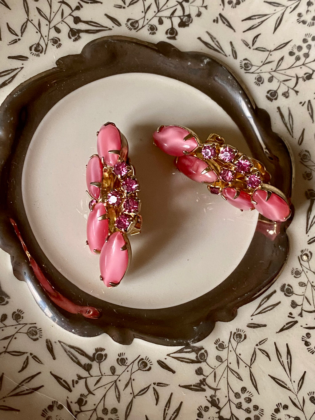 Orecchini rosa anni ‘80 con strass