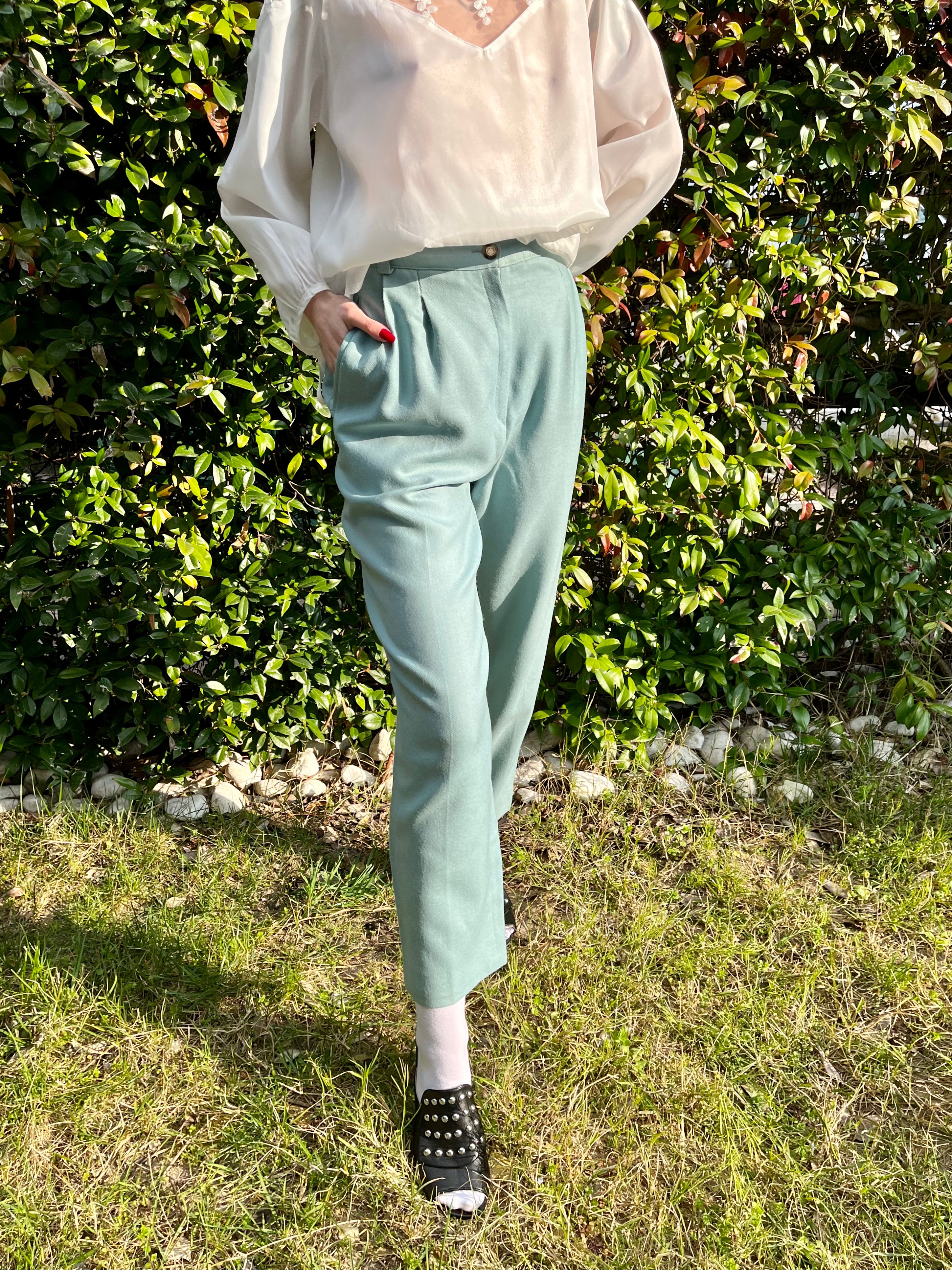 Pantalon carotte turquoise