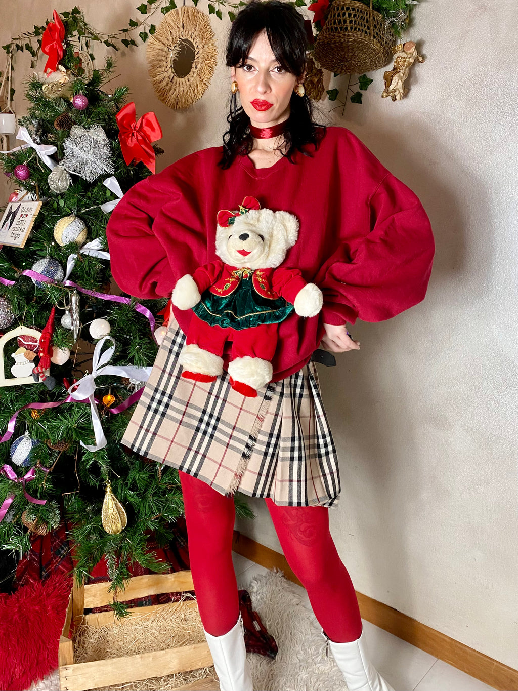 Felpa Teddy peluche natalizio