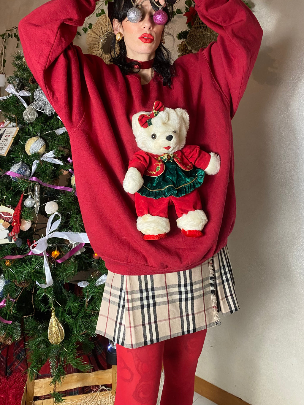 Felpa Teddy peluche natalizio