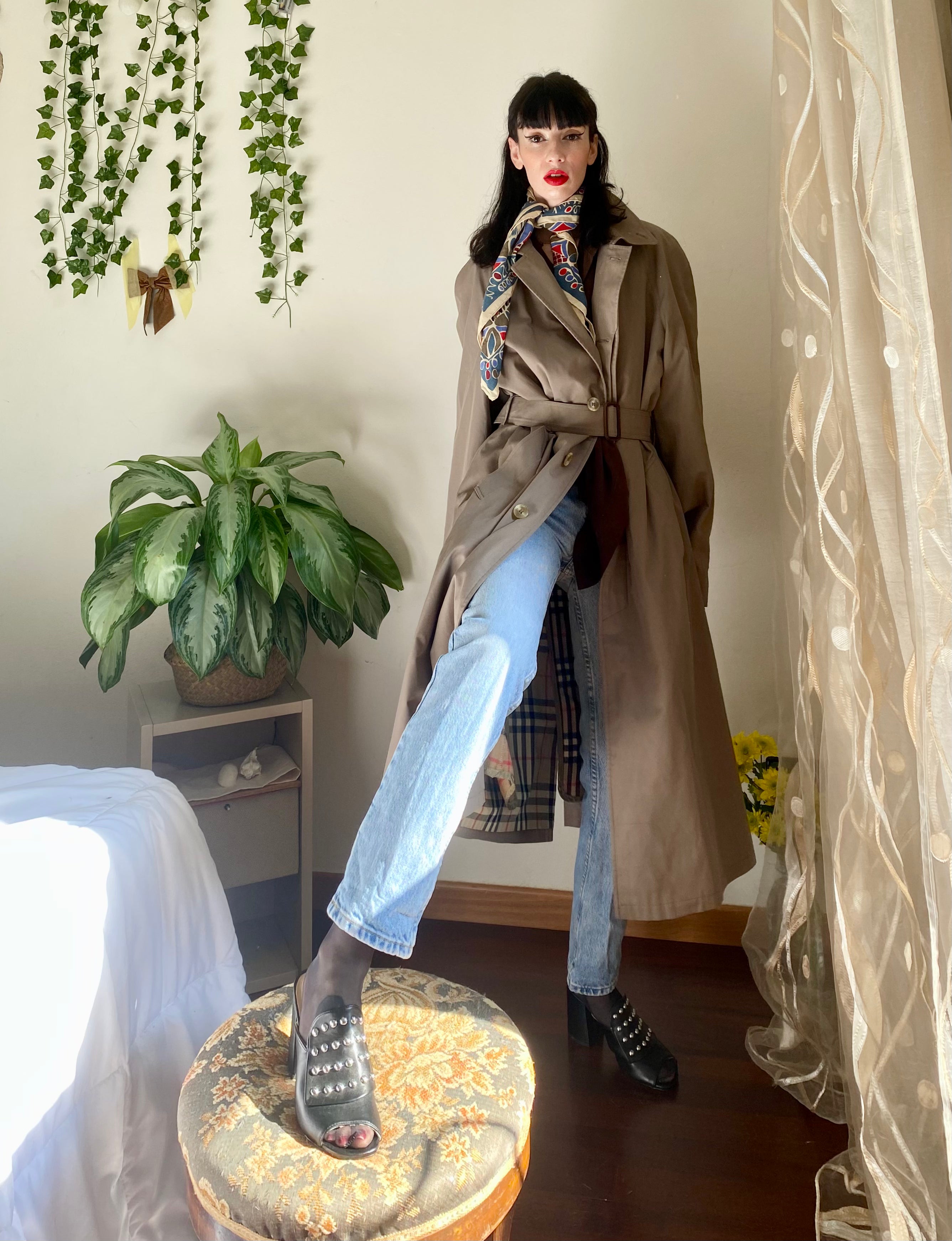 Trench Tortora monopetto