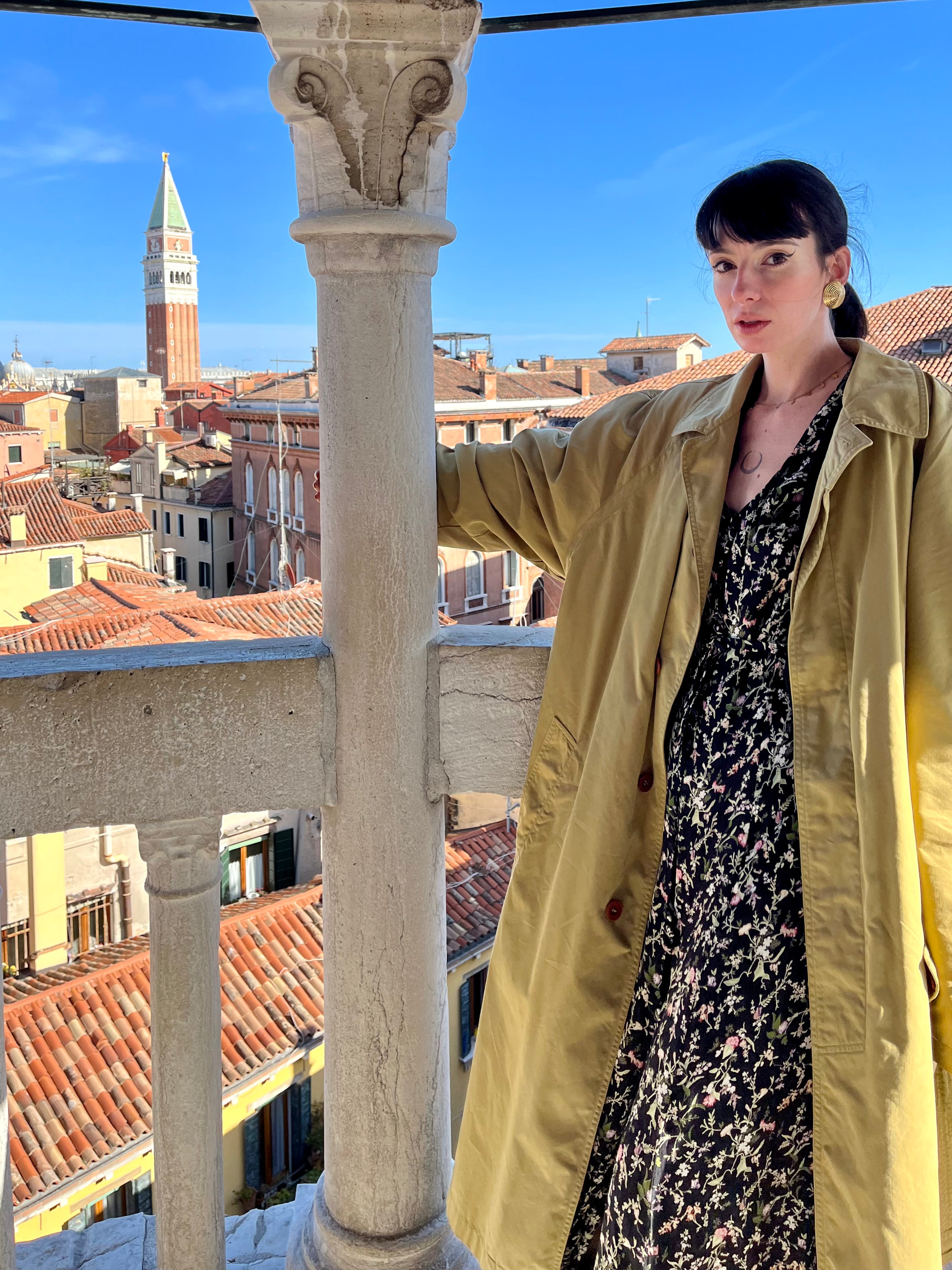 Versace sports trench-coat olive à boutonnage simple