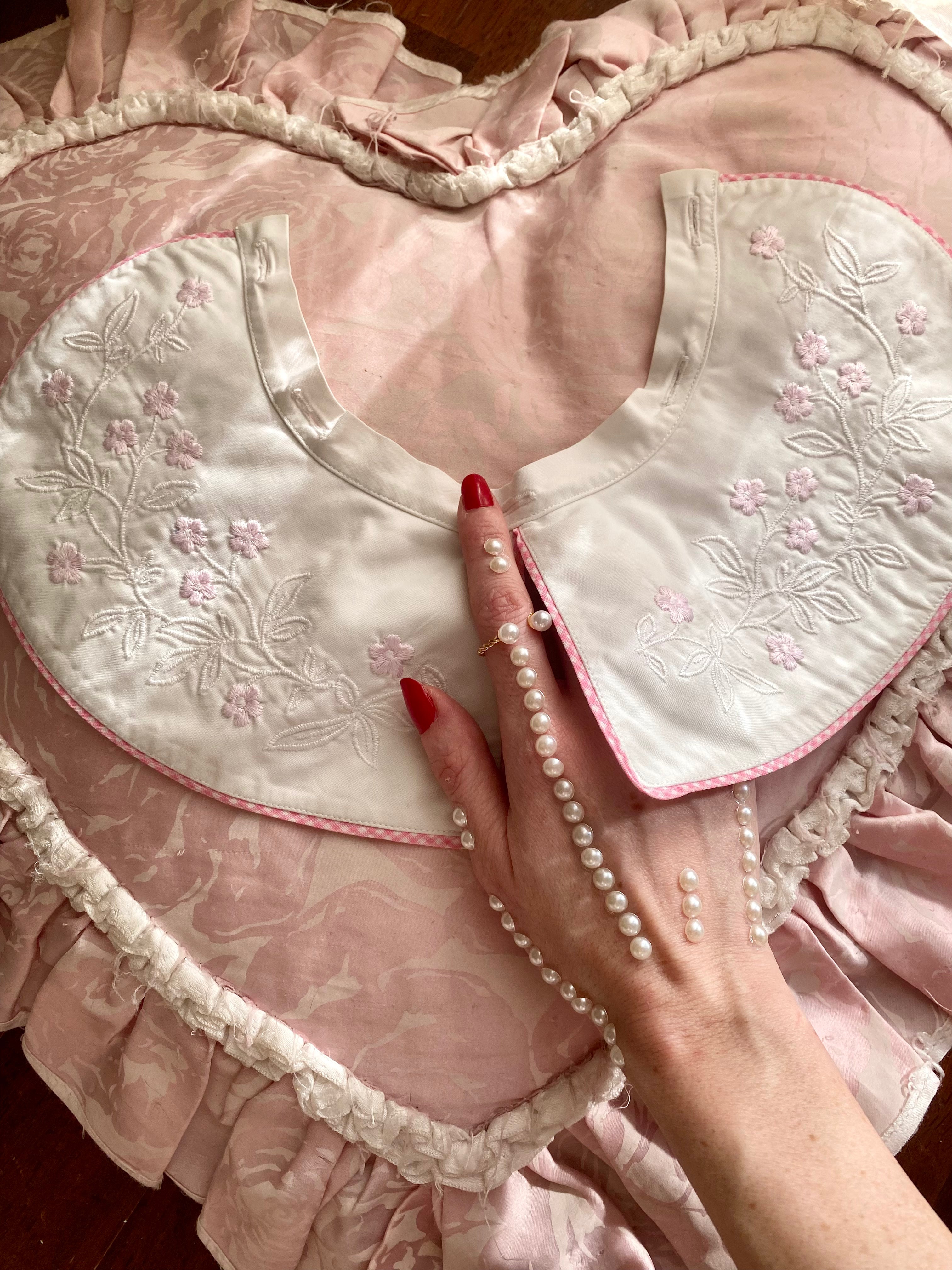 Colletto Peter Pan monta e smonta in cotone fiori