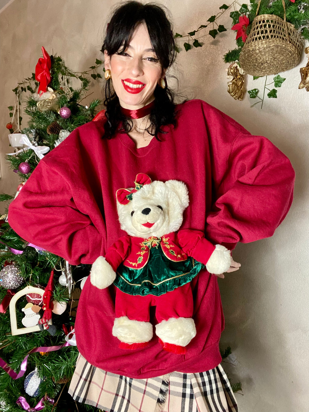 Felpa Teddy peluche natalizio