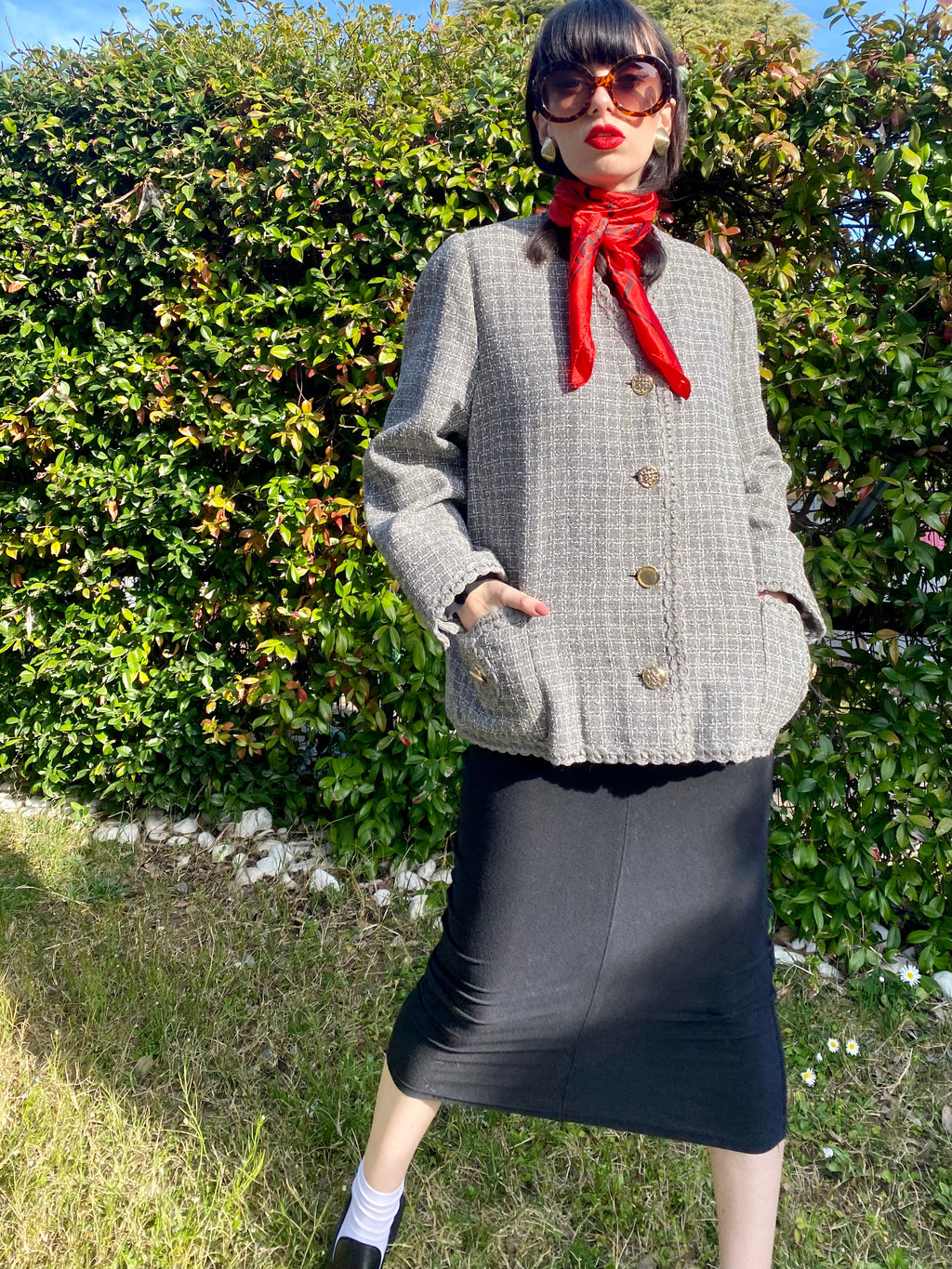 Blazer Vichy raffinato senza colletto