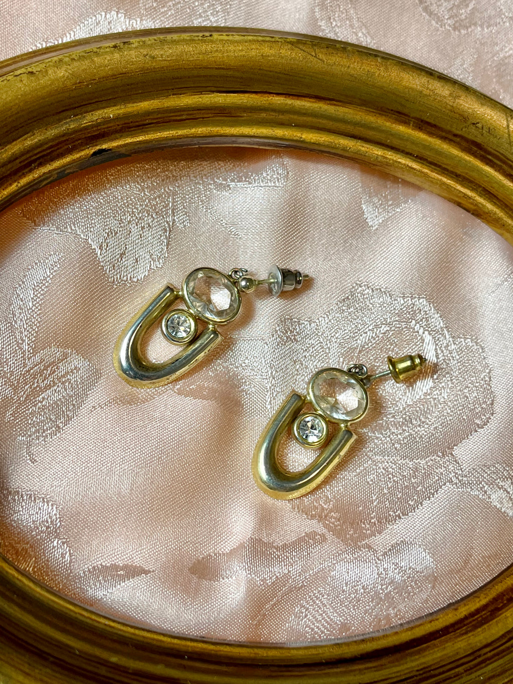 Orecchini dorati con pietra e diamante ‘60s