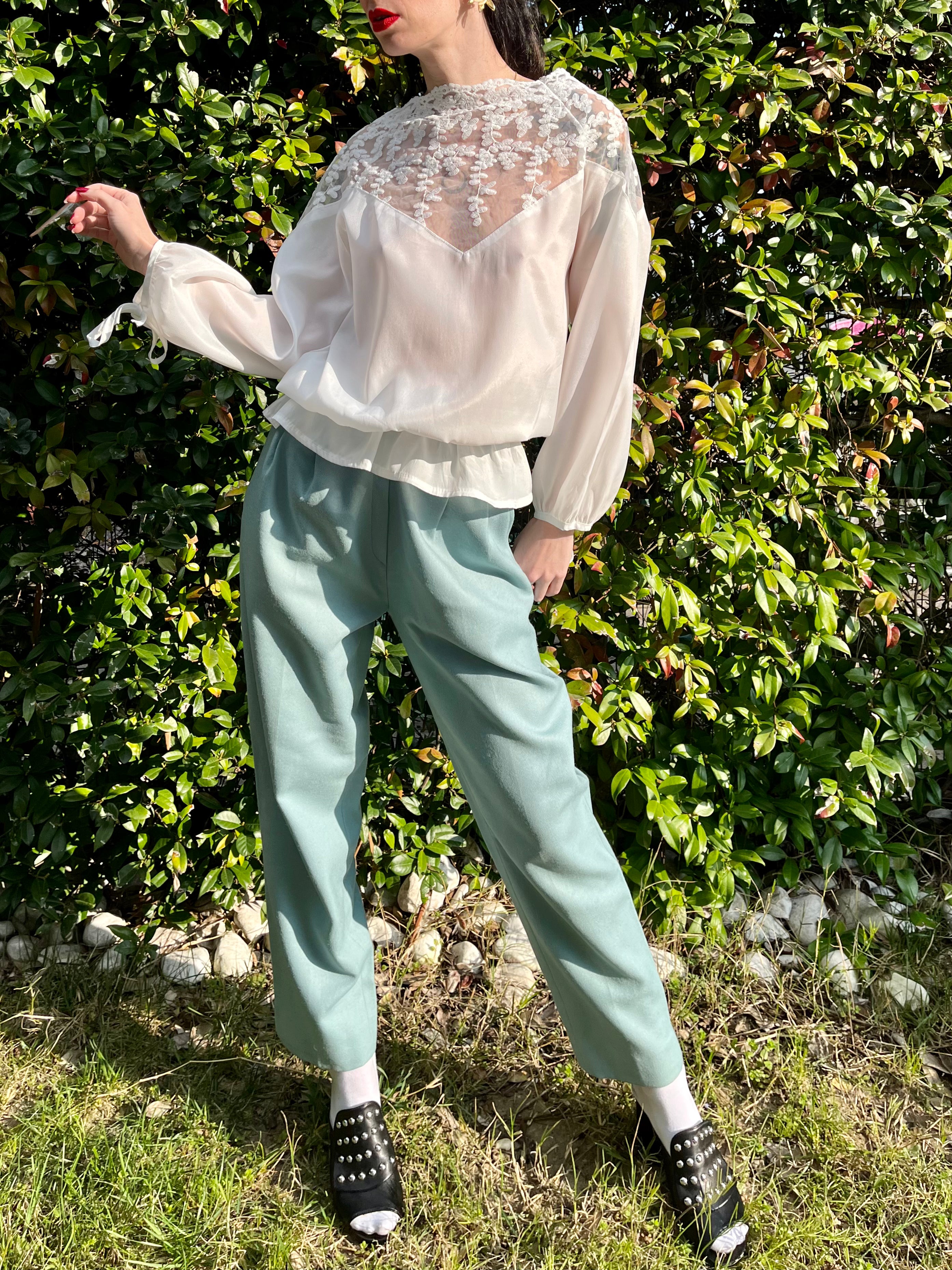 Pantalon carotte turquoise